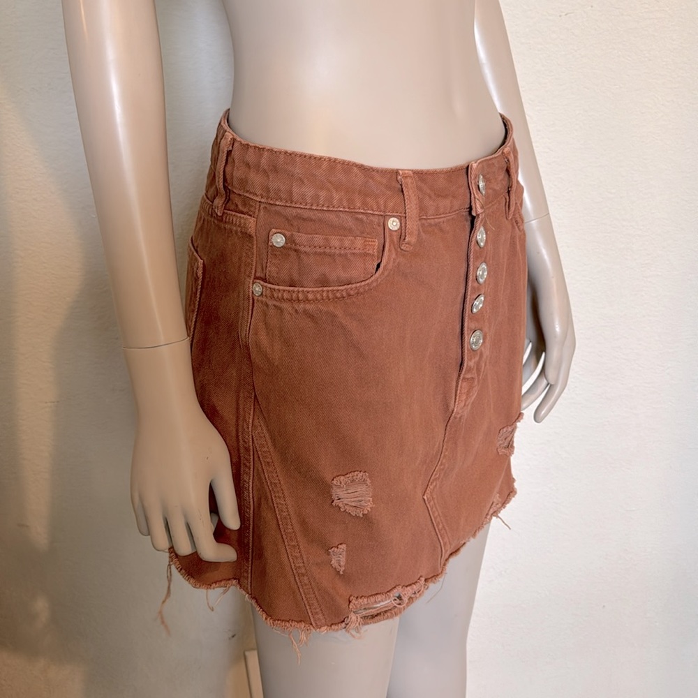 We the Free, Free People Distressed Boho Mini Skirt, size 28, rust brown - Picture 8 of 11